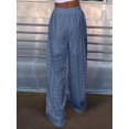 thumbnail image 5 of Womens Summer Solid Color Hollow Out Embroidery Casual Elastic Waist Long Pants Versatile Comfort Blue L, 5 of 8