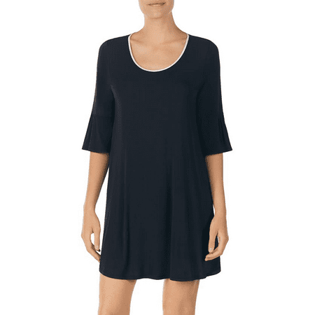Kate Spade Women's Bell Cuff Sleep Shirt, Black, X-Small