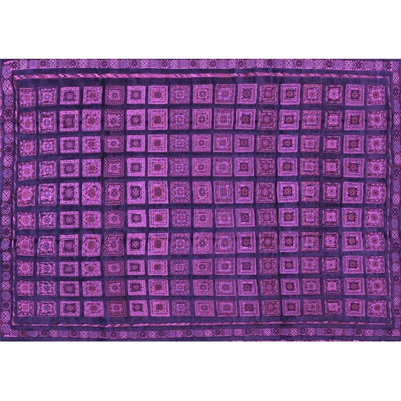 Ahgly Company Indoor Rectangle Abstract Purple Contemporary Area Rugs, 3' x 5'