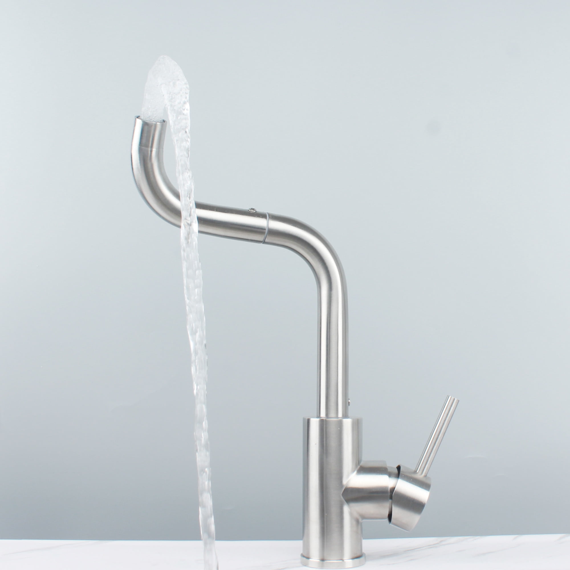 Brushed Nickel Bathroom Faucet for Sink 1 Hole Bar Faucet Single Hole Single Handle Vanity Faucet 360 Swivel Spout