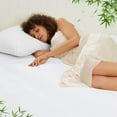thumbnail image 3 of PHF 100% Rayon Derived from Bamboo Fitted Sheet Twin Size for Hot Sleeper, 16" Deep Pocket, 2.5cm Wider Strong Elastic, Silky Soft Bottom Bed Sheet, 39"x 75", White, No Pillowcases, 3 of 6