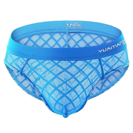 

Mens Underwear Nylon Mesh Low Waist Solid Color Breathable Briefs