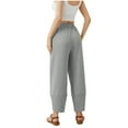 thumbnail image 7 of OGLCCG Womens Wide Leg Pants Casual Elastic Waisted Baggy Palazzo Harem Pants with Pockets Solid Color Long Lounge Trousers, 7 of 7