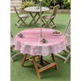 thumbnail image 4 of Outdoor Tablecloth with Umbrella Hole for Patio/Picnic/Party/Camping, Pink Coastal Waterproof Table Cloth Round Cover Washable, Summer Ocean Sea Ombre Starfish Corals (Dia 60"), 4 of 8