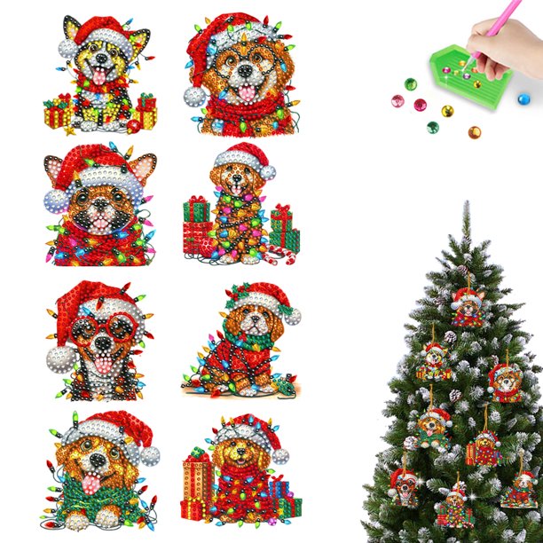 Pintura Diamantes Decoraciones Colgantes 5D Diy 8 Piezas ACRYLIC Dibujos Animados Navidad Forma Especial