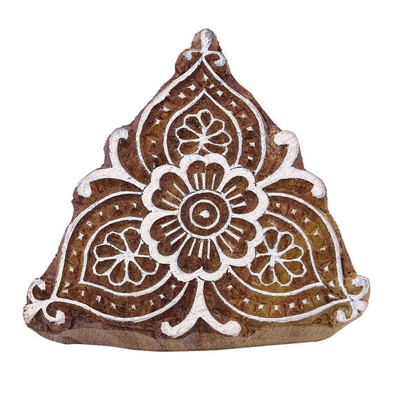 Floral Decorative Printing Blocks Wooden Hand Carved Block Indian Stamp