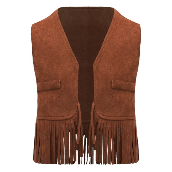 Aiihoo Infant Boys Girls Vintage Fringe Tassel Suede Vest Waistcoat Baby Wild West Jacket Brown 3-6 Months