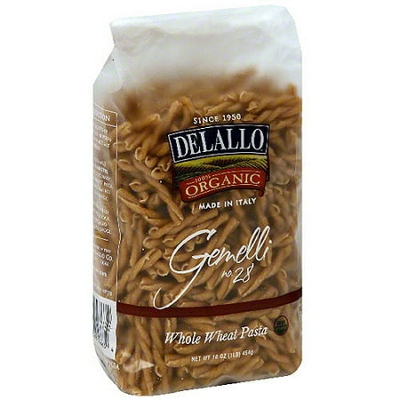 DeLallo Whole Wheat Gemelli Pasta, 16 oz (Pack of 16)