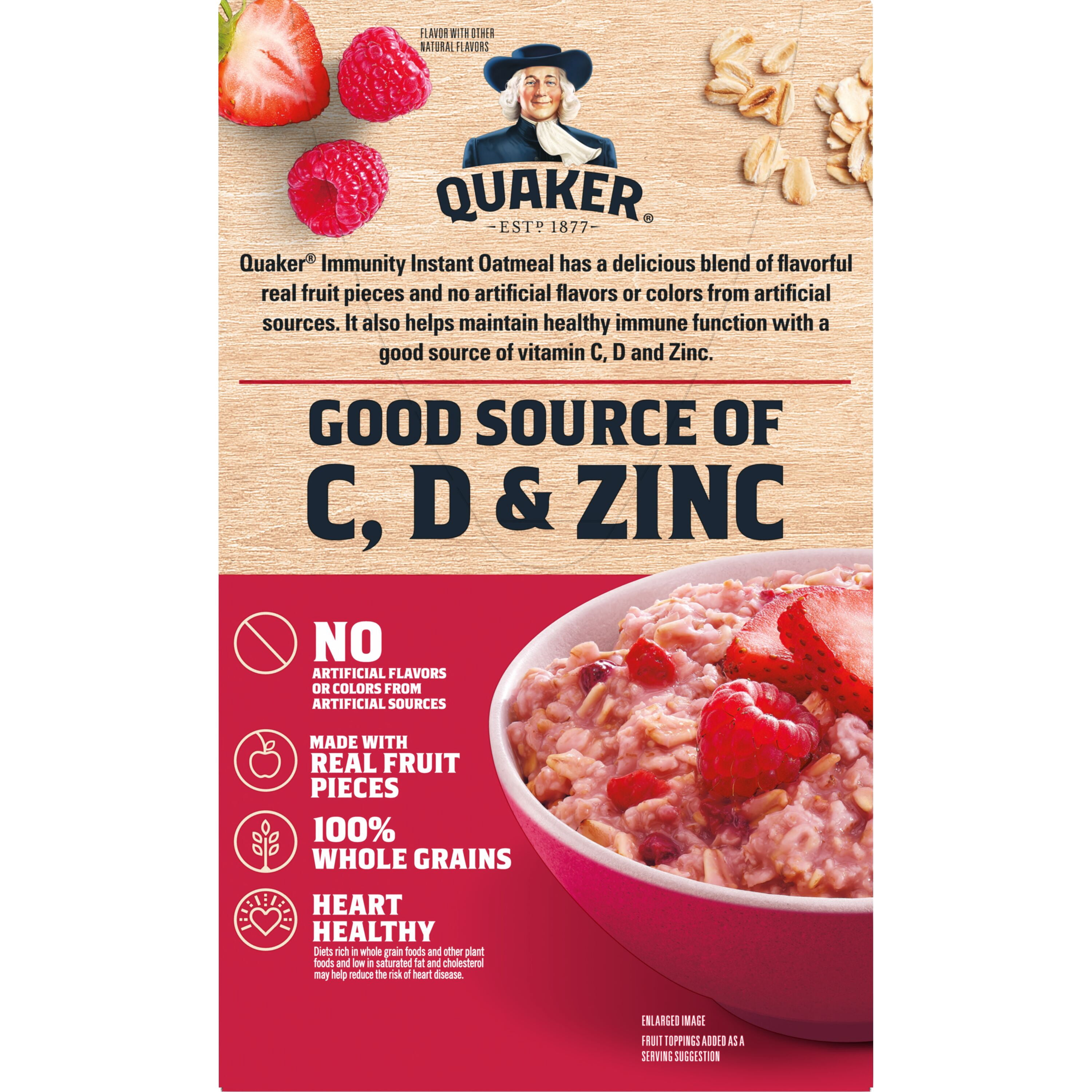 (3 pack) Quaker Instant Oatmeal, Fruit Fusion Raspberry Strawberry, 8.4 oz, 6 Packets