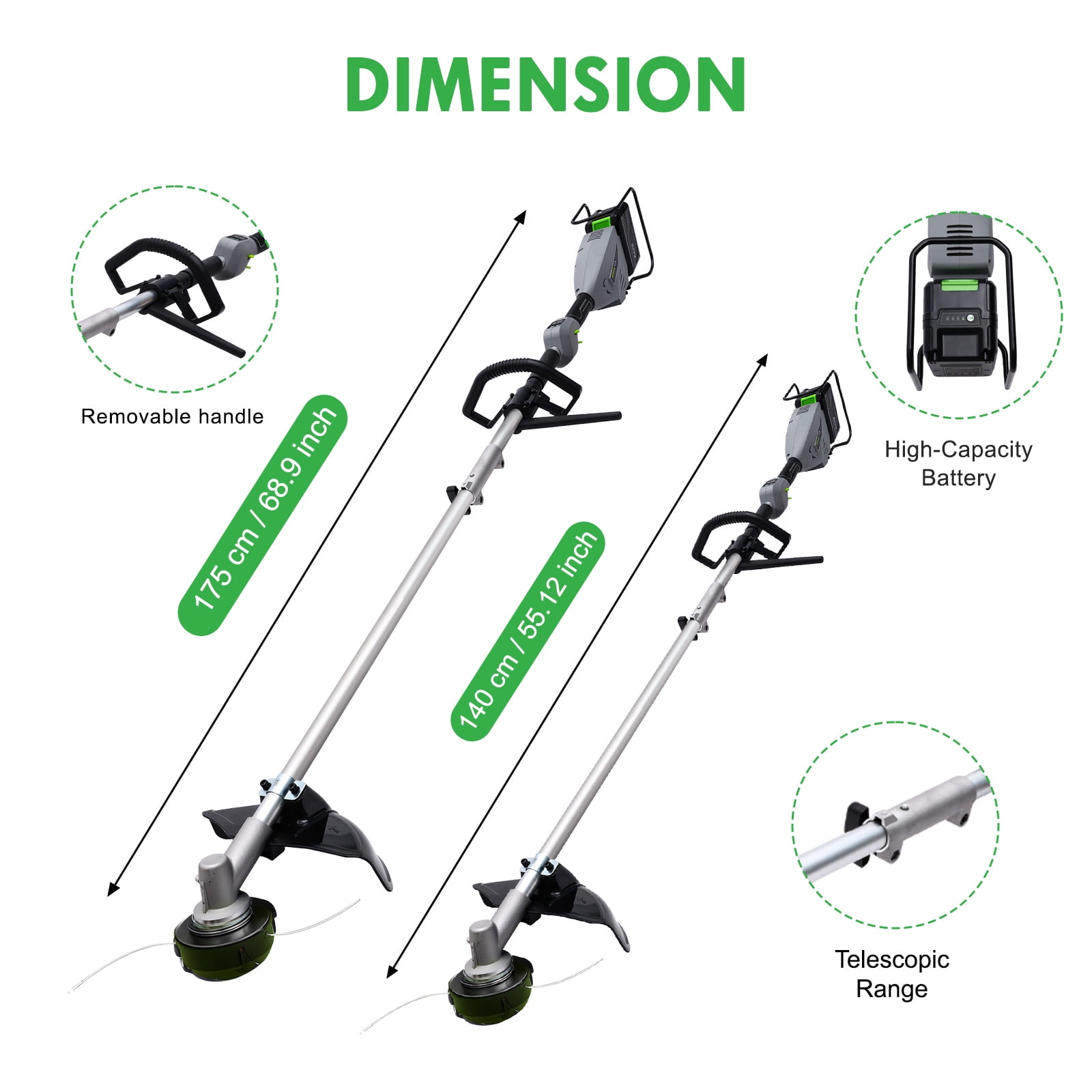 BAOKALER 40V Shaft String Trimmer with Outrunner Brushless Motor, 4AH 10C Battery and Charger, Line Bump Feed System
