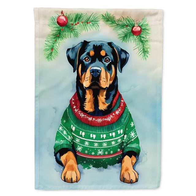 Carolines Treasures DAC3610CHF 40 x 28 in. Unisex Rottweiler Christmas Polyester House Flag