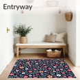 thumbnail image 3 of ODIKA 2'x3' Machine Washable Non-Slip Area Rug, Botanical with Playful Fruit and Wildflower Arrangements High Traffic Rug with Pad, Blue, 537018, 3 of 8