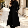 thumbnail image 4 of HCBY Women's Coat, Double Breasted Notch Lapel Design with Side Pockets, Long Sleeve Wool Blend Overcoat for Fall Winter, 4 of 9