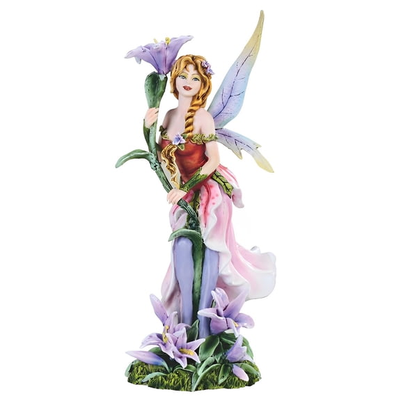 FC Design 11"H Pink Lilly Fairy with Flowers Figurine Statue Sculpture Ornament Decoration Home/Room Decor and Unique Gift Ideas for Housewarming, Holidays and Birthdays