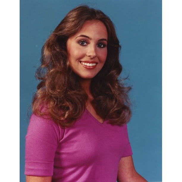Genie Francis smiling in Blue Background Portrait Photo Print (24 x 30