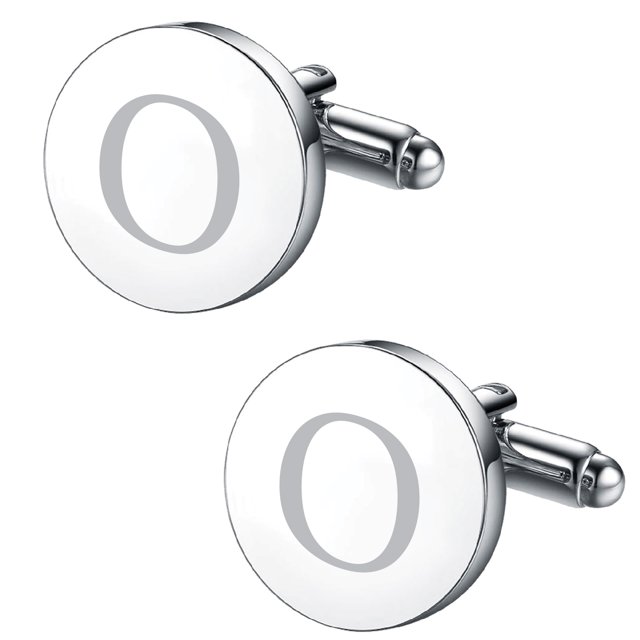 BodyJ4You 2PC Cufflinks Engraved Personalized Initials Letter O Formal Button Shirt Gift Box Set
