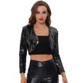 thumbnail image 1 of INSPIRE CHIC Veste à Sequins pour Femmes Manches Longues Cardigan Court Ouvert Boléro Noir TP, 1 of 5