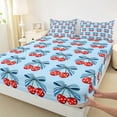 thumbnail image 3 of Feelyou Kawaii Princess Ribbon Full Size Sheets, Cute Stars Cherry Bed Sheets, Teens Kids Boys Girls Sheet Sets, Breathable Home Decor, 4-Piece, 3 of 7