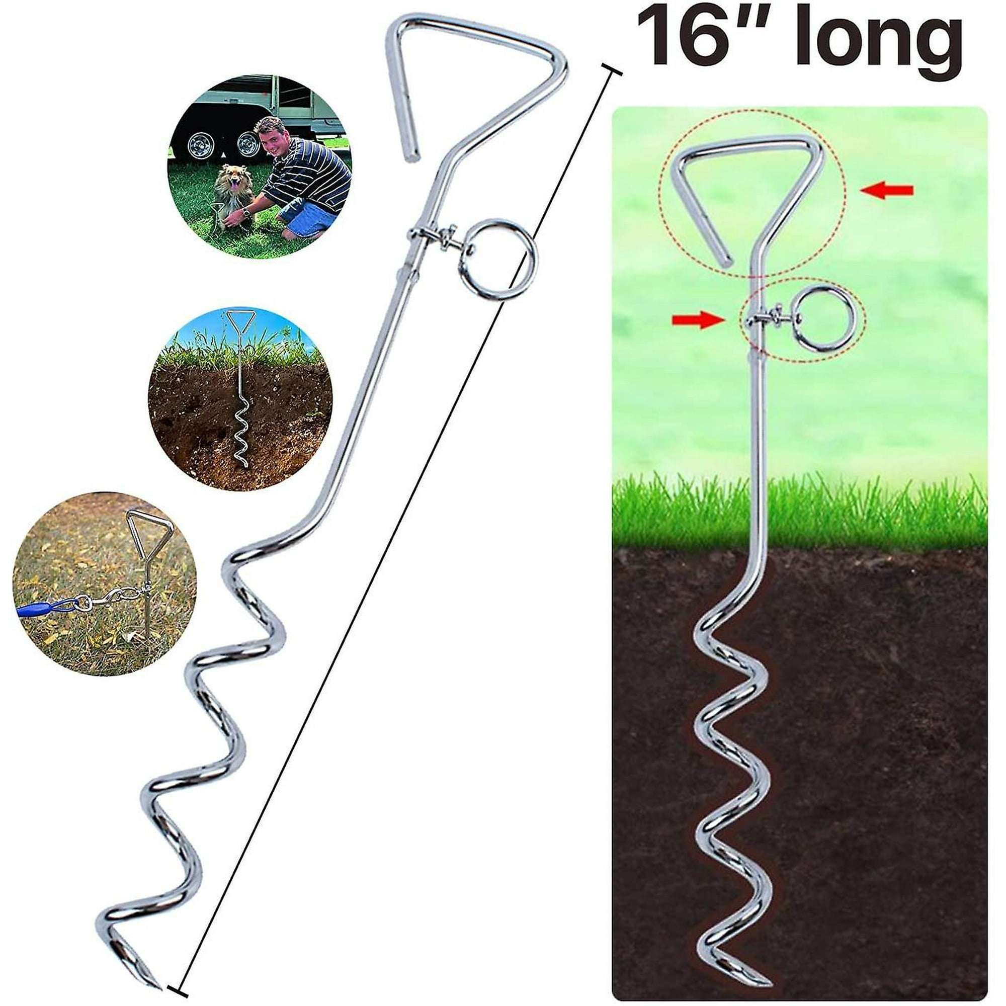 Greswe Chrome Dog Stake Heavy Duty Tie Out For Dogs Dog Stake