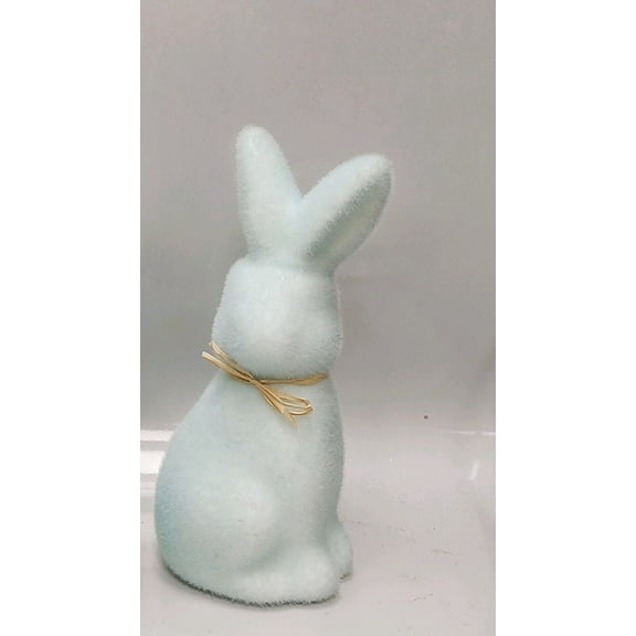 Pastel Blue Flocked Bunny Figurine 9" Easter