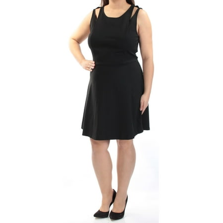Length Cut Out - BAR III Womens Black Zippered Cut Out Sleeveless Scoop Neck Knee Length Fit + Flare Formal Dress Size: XL