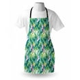 thumbnail image 3 of Watercolor Apron Exotic Jungles of Hawaii Inspired Fresh Green Leaves Tropical Plants Art, Unisex Kitchen Bib Apron with Adjustable Neck for Cooking Baking Gardening, Green Pink White, by Ambesonne, 3 of 3