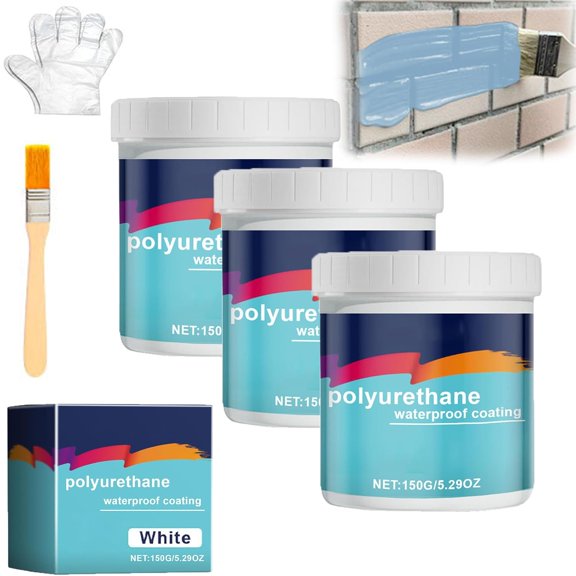 Firelye Polyurethane Waterproof Coating, New Firelye Sellador, 150g Polyurethane Coating Sealing Glue, Super Strong Polyurethane Waterproof Leak Repair Coating for Roof Wall (3pcs,White)