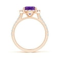 thumbnail image 2 of ANGARA Natural 2.28 Ct. Amethyst with Diamond Halo Ring in 14K Rose Gold for Women (Ring Size: 3.5), 2 of 9