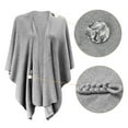 thumbnail image 2 of PULI Womens Open Front Poncho Sweater Pure Wrap Topper (Grey), 2 of 10