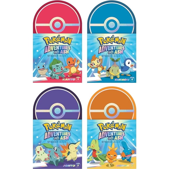 Pokémon Sticker Activity Books for Kids – Adventures with Ash (4‑Pack), Story‑Based Sticker Books with Holofoil Stickers, Travel Activity Books for Kids Ages 3+