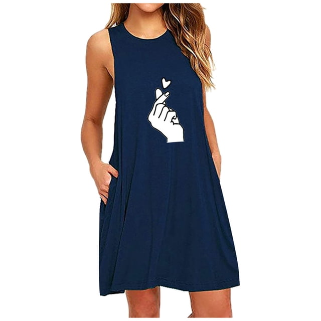 Baikeli Liquidation Robes Boho Robes d'Été pour Femmes Motif Imprimé Robe d'Été Ligne A Sans Manches Tenues Grande Taille Robes de Nuit Robe à Bretelles Robes d'Été pour Femmes 2024