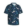 thumbnail image 2 of Daiia Space Dinosaur Hawaiian Shirt for Men Gentle Cotton Regular Short Sleeve Casual-Medium, 2 of 9