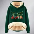 thumbnail image 4 of Sweat à Capuche Imprimé Série Cactus de Noël en Velours Décontracté pour Femmes, Manches Longues, Doublé, Tunique, Fermeture Éclair, Rouge TTTG, 4 of 4