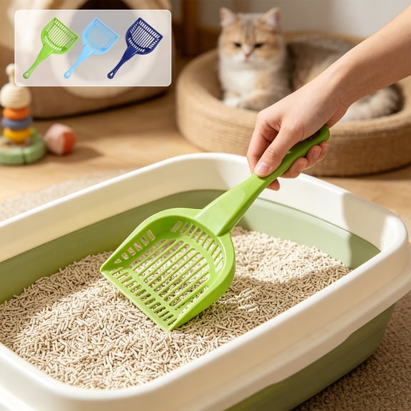 FEOLGEHLY Thickened Cat Litter Scoop, Plastic Litter Scoop, Cat Poop Scooper, Cat Scooper For Litter Box, Under 5$ Cat Scooper, Pet Waste Scoop Cat Litter Shovel Pet Cleaning Tool (Dark Blue)