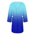 thumbnail image 3 of Women's Color Gradient Plush Bathrobe, Ombre Fade Hooded Robe, Long Length Belted Loungewear, Soft Fleece Kimono Style Gown, Cozy Gradient Color Change Robe Blue M, 3 of 4