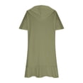 thumbnail image 5 of Women's Casual Short Sleeve Flared Dress with Hood in Solid Color, 5 of 9