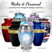 Heavenly Cross Aluminum Cremation urn Set – Large Adult & Necklace Keepsake Urn for Ashes, Handcrafted in India