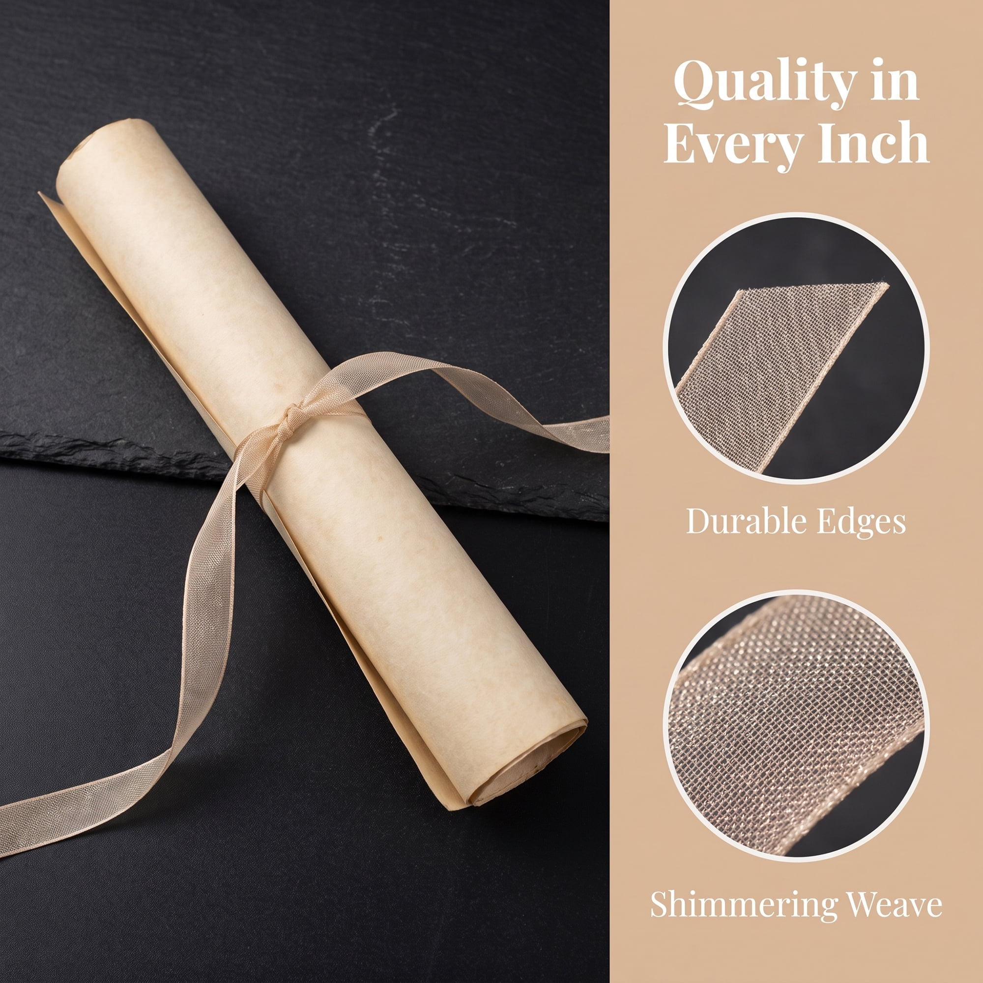 Unique Bargains Elegant Satin Ribbon for Gift Wrapping Champagne 5.5 Yard