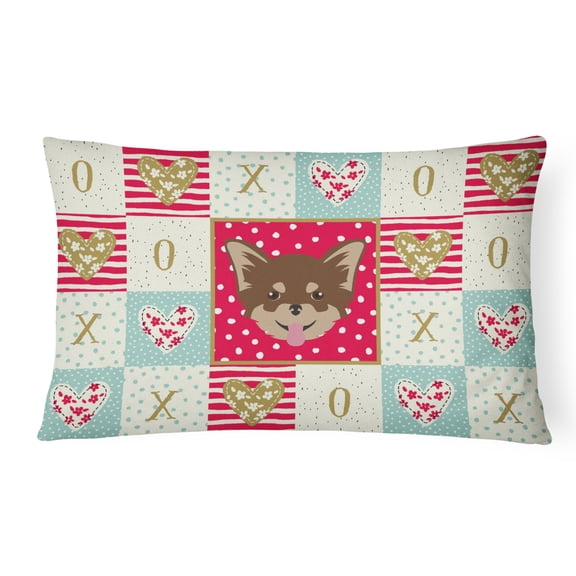 Carolines Treasures CK5190PW1216 Chihuahua Love Canvas Fabric Decorative Pillow, Red, 12H x16W, multicolor