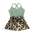 thumbnail image 1 of Toddler Kid Girls Summer Sleeveless Backless Romper Leopard Jumpsuit Bell-Bottom Flare Pants Yellow 2-3 Years, 1 of 6