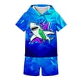thumbnail image 7 of Atogsazn Kids Boys Summer Clothes Set Childrens Printed Short Sleeve Hooded Shirts & Shorts Outfit Hoodies Blue 5-6 Years Fashion, 7 of 7