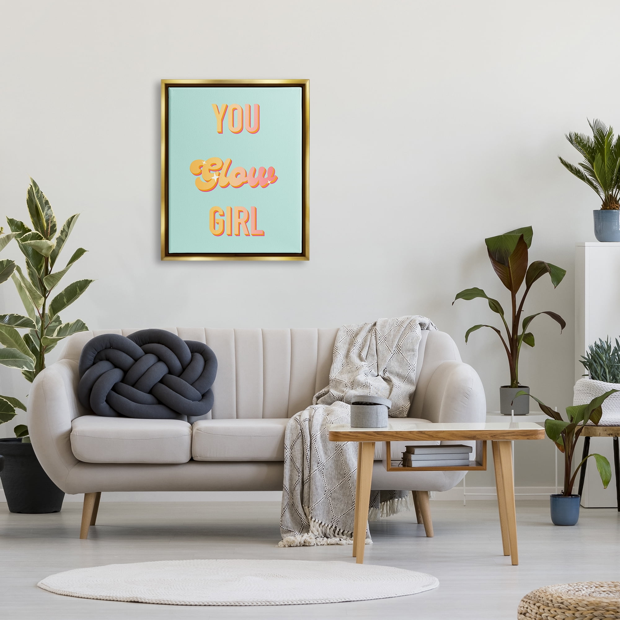 Stupell Industries You Glow Girl Confidence Phrase Inspirational Painting Gold Floater Framed Art Print Wall Art