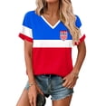 thumbnail image 3 of 2026 USA Soccer Jersey for Women, V-Neck Short Sleeve America Soccer Shirt, American Soccer Fan Jersey for Game Day Stadium Watch Party Casual Summer Wear (L, #BU), 3 of 6
