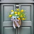 thumbnail image 5 of Door Hanger Basket Wreath with Artificial Flowers, Spring Summer Fake Flowers Hanging Baskets Wreaths for Front Door Porch, Farmhouse, Home Decor (Lemon), 5 of 12