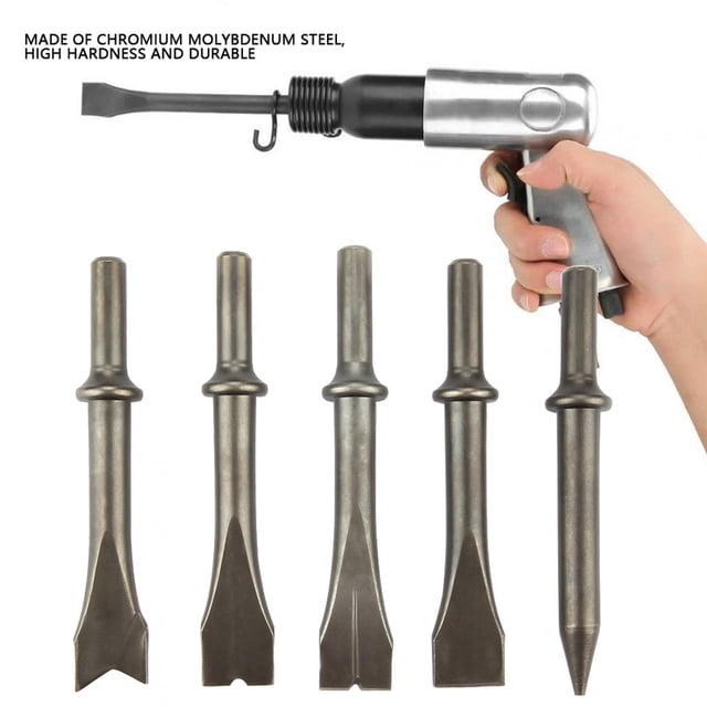 Cincel de martillo neumático, 5 piezas Cincel de martillo neumático Juego de cinceles de martillo neumático Brocas de martillo neumático Rendimiento potente
