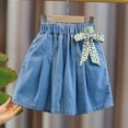 thumbnail image 4 of Diufon Summer Girl's Denim Shorts Elastic Waist Bow Shorts Trendy Pleated Wide Leg Shorts, 4 of 6