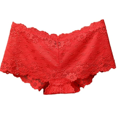 - Women's Lace Transparent Hollow Flower Embroidery Underwear Low Waist Seamless Panty