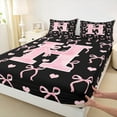 thumbnail image 3 of Feelyou Initial H Letter Bed Sheets, Kawaii Ribbon Bow King Sheets, Love Heart Sheet Set, Super Cozy Bedroom Decor, 4 Piece, 3 of 7