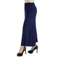 thumbnail image 3 of Women's 24seven Comfort Apparel Elastic Waist Midi Skirt Color: Black Size: LARGE, 3 of 4