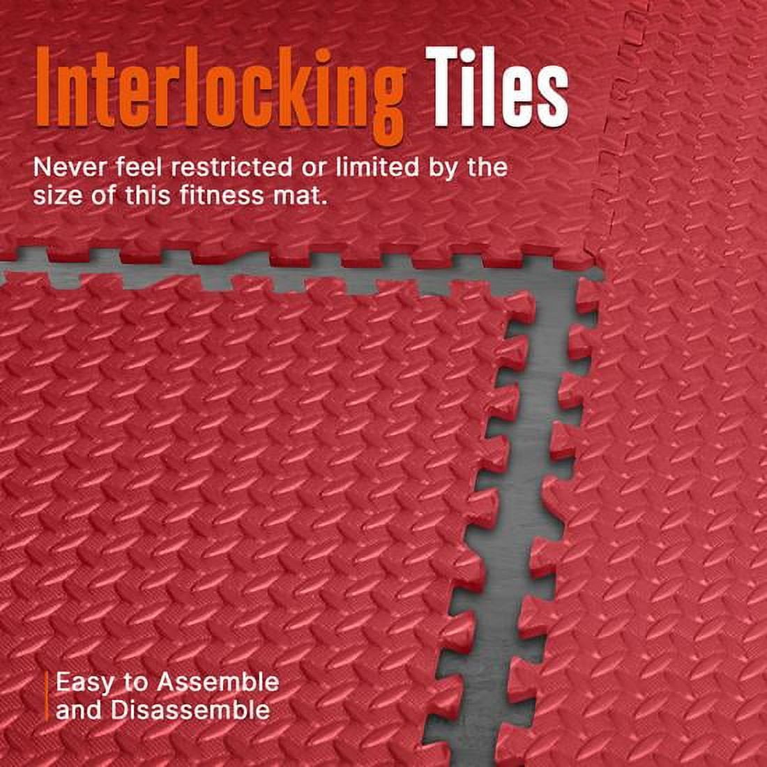 Thick Puzzle Exercise Mat, 10 Pcs EVA Foam Interlocking Tiles for Gym Equipment and Cushion for Workouts, Durable Non-Skid Texture, Easy to Assemble, Red